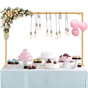 Over The Table Rod Stand with Clamps, Adjustable Table Arch 27"-42" Tall, 46"-102" Length, Flower and Balloon Arch Stand for Wedding, Party, Birthday, Christmas, Halloween Decorations, White 