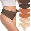 DEANGELMON Thongs for Women Seamless Womens Underwear Pack No Show Breathable Panties, 6 Pack XX-Large