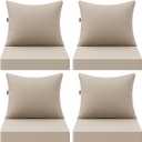 MIULEE Beige Outdoor Seat Cushion 22x22 Inch Set of 4 Waterproofing & 3 Year Fade Resistant Deep Seat and Back Cushion for Patio Furniture Chair Sofa Couch with Handle and Adjustable Straps
