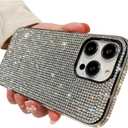 Casechics Compatible with iPhone Case,Crystal Glitter Diamond Protection Bling Sparkle Rhinestone Soft Shockproof Cover Phone Case (White,iPhone 15 Pro Max)