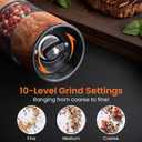 Electric Salt and Pepper Grinder Set Rechargeable Automatic Salt and Pepper Shakers with Adjustable Coarseness, LED Light, One-Hand Operation Salt and Pepper Shakers Set (Wood Grain)