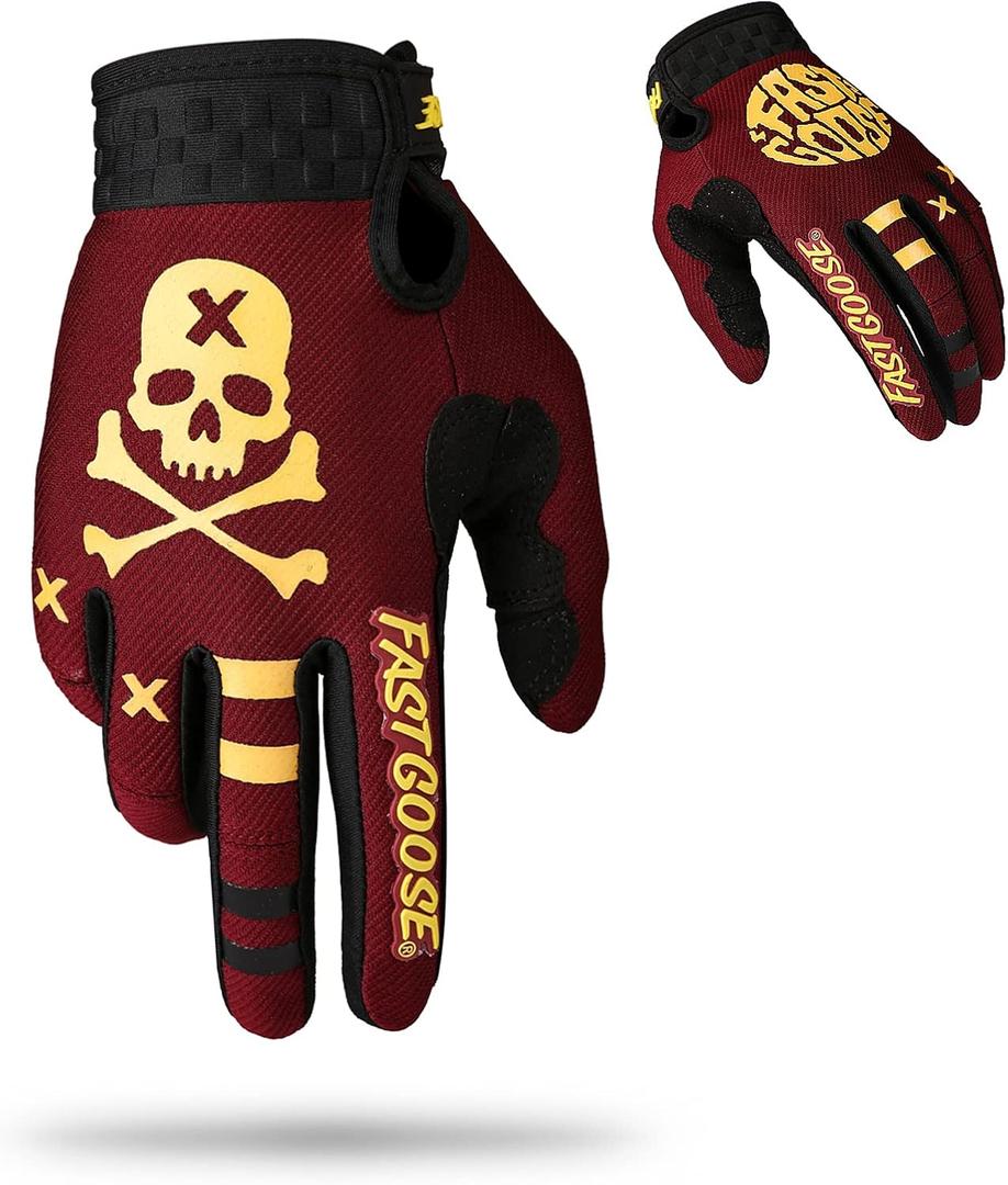 Dirt Bike Motorcycle Gloves - Motocross, Motorbike & ATV Off Road Racing Sports Cycling Gloves (Medium, Maroon)