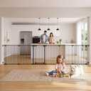Mumeasy 150" Extra Wide Baby Gate, Play Yard Long Dog Gate for Doorways, Black 150"W x 30"H