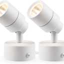 SUNVIE 2 Pack LED Up Lights Indoor, 3W Spot Lights for Indoor Use with 3000K Warm White, 120V Spotlights for Plants Pictures Artwork Uplighting & Accent Lighting, 5.9 FT Plug Cord with Foot Switch