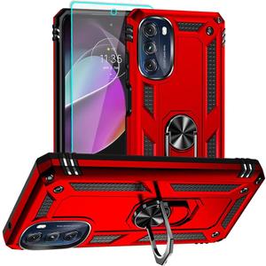 for Moto G 5G 2022 Case, Motorola Moto G 5G Case with HD Screen Protector, [Military Grade 16ft. Drop Tested] Ring Shockproof Protective Phone Case for Motorola G 5G 2022,Red
