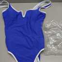 SUUKSESS Women Sexy Tummy Control One Piece Swimsuits Color Block High Cut V Wired Bathing Suits Backless Swimwear 2026(Royal Blue,Large)