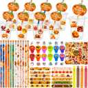 122Pcs Thanksgiving Gifts Set Thanksgiving Party Favors Decoration Pumpkin Exchange Gift with Stamp Pencil Sticker Cup for Autumn Harvest Theme Birthday Gift Prize Supplies