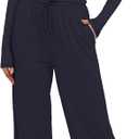 Darong Women's 2 Piece Outfits Lounge Sets 2026 Long Sleeve Tops Wide Leg Pants Casual Matching Set (Blue, L)