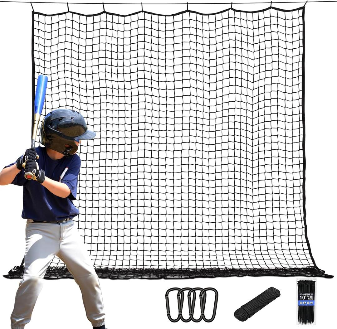 BaseGoal Baseball & Softball Backstop Nets, Heavy Duty Sports Practice Nets, Sports Netting Barrier, DIY Ball Net, Hitting Net for Baseball, Hockey, Soccer, LAX and More