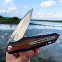 folding pocket knife for men4in d2 tool steel blade,liner lock layers g10 handle,outdoor survival edc tool camping hunting knives with clip (brown)