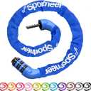 Sportneer Bike Lock: 5 Digit Combination High Security Anti Theft Bike Chain Lock - 3.2/3.6/4ft Heavy Duty Keyless Bicycle Lock for Bike, Motorcycle, Scooter, Door & Gate - 4/6mm Thick, Easy to Use (Blue)