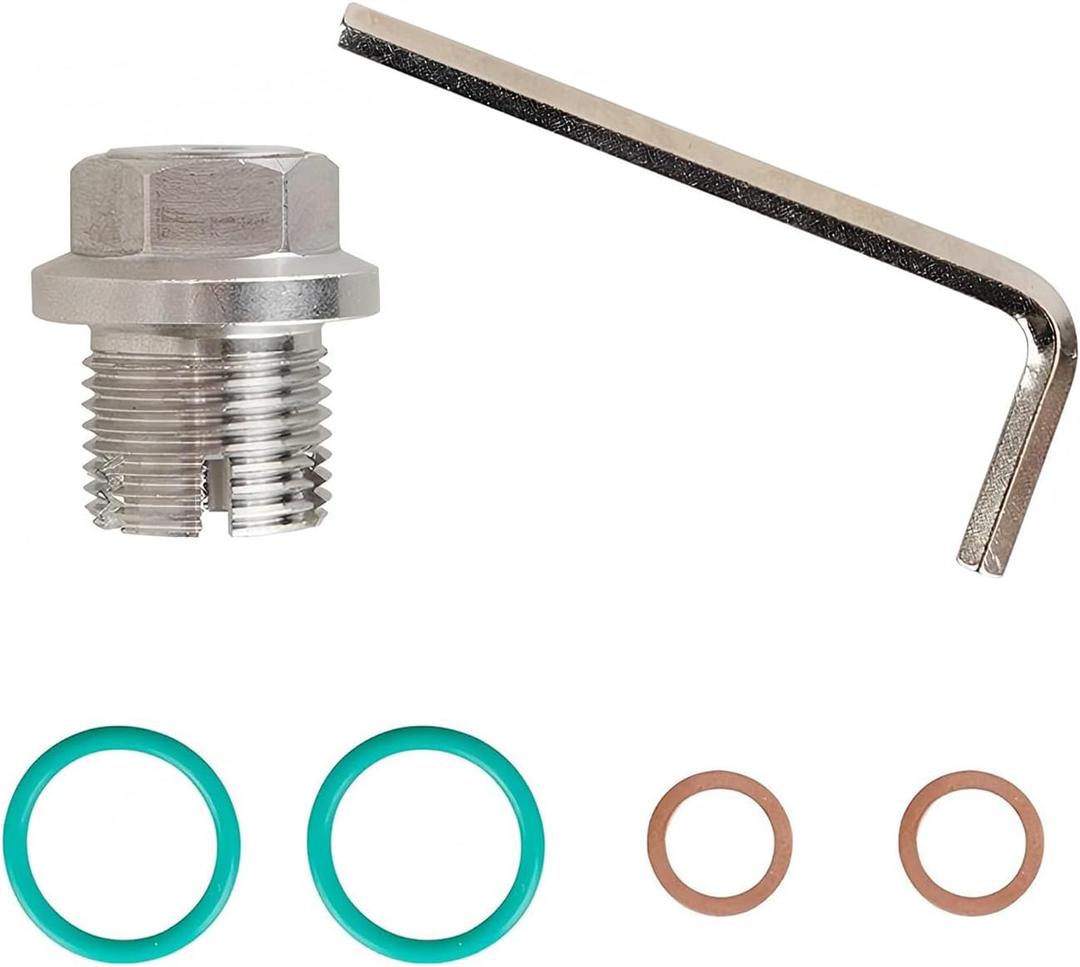 Shakas M14.1 x 1.5 Oversize Piggyback Oil Drain Plug, Stainless Steel Self-tapping Repair Screws with O-ring and L-wrench, Oil Pan Drain Plug Repair Kit, for Most Cars (Silver)