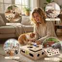 Cat Scratch Puzzle Enrichment Box, Maze Cat Nail File Scratcher & Built-in Sandpaper, Wooden Cat Nail File Enrichment Box, Stress-Free Alternative to Trimming Your Nails