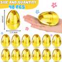 48 PCS Golden Easter Eggs Empty 2.4" Shiny Metallic Plastic Easter Eggs Fillable Surprise Gold Eggs for Easter Egg Hunt Fillling Candy Treats Toys Basket Stuffers Classroom Rewards Prize