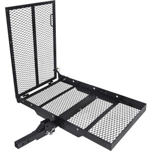ECOTRIC 46.2 X 26.8 X 38.7 Inch Hitch Cargo Carrier W/Ramp Foldable 500 Lbs Trailer Hitch Mount Steel Wheelchair Carrier Mobility Scooter Ramp 2" Hitch Receiver for Snow Blower SUV Truck Van Car