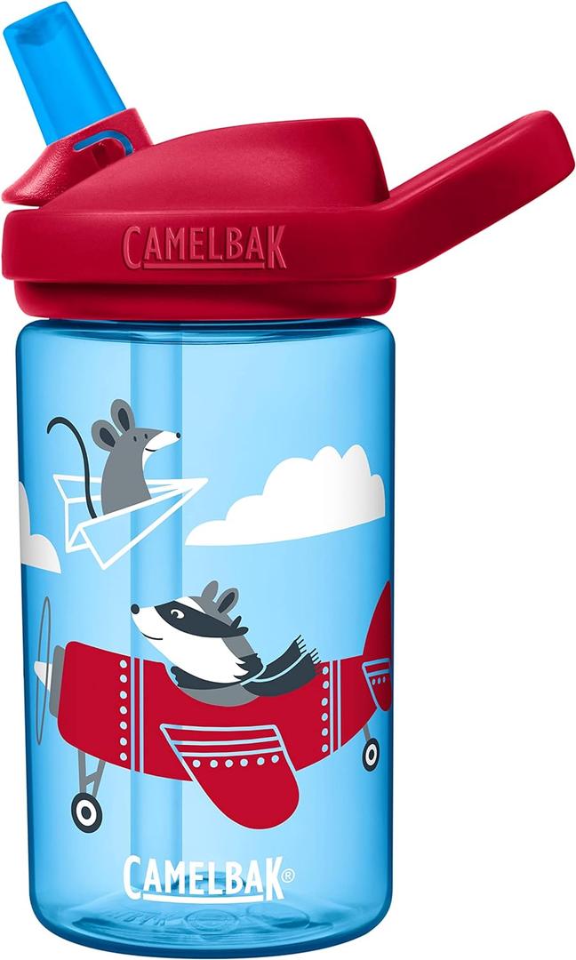 CamelBak Eddy+ Kids Bite Valve Straw Water Bottle (Airplane Bandits)