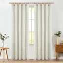 Jinchan Boho Curtains for Living Room Farmhouse Sage Green Curtains 84 Inch Length 2 Panels for Bedroom Geometric Striped Light Filtering Window Drapes Rod Pocket Sage Green on Beige