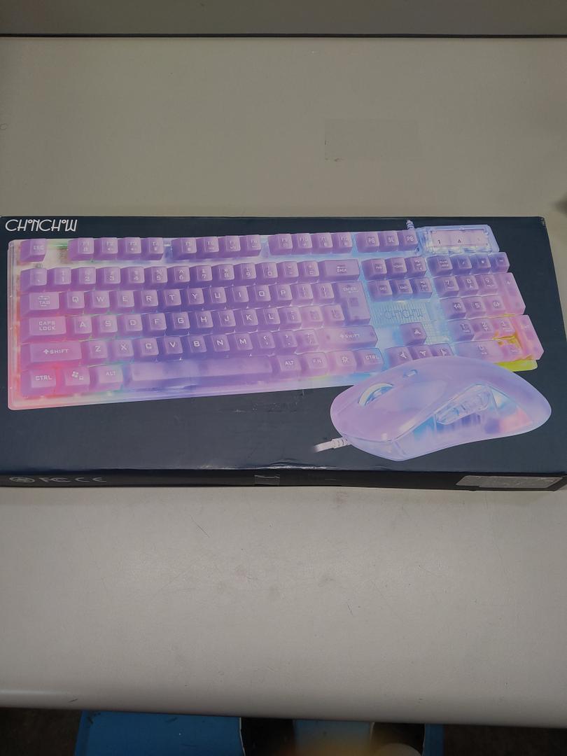 CHONCHOW LED Keyboard and Mouse, 104 Keys Rainbow Backlit Keyboard and 7 Color RGB Mouse, White Gaming Keyboard and Mouse Combo for PC Laptop Xbox PS4 Gamers and Work  (NO MOUSE)