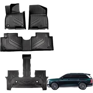 Floor Mats Cargo Liner for 2026+ Hyundai Palisade 7 Seat Hybrid Only,All Weather Protection Accessories Custom Full Set Liners Include 1st & 2nd & 3rd Row Automotive Floor Mat TPE Car Mat