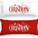 Lanpn Christmas Body Pillowcase 20x54 Set of 2, Red Merry Christmas Decorative Pillow Cases 20 x 54 Extra Large Long Oversized Lumbar Bed Body Pillow Covers Holiday Xmas Bodypillow 21x54 2 Pack