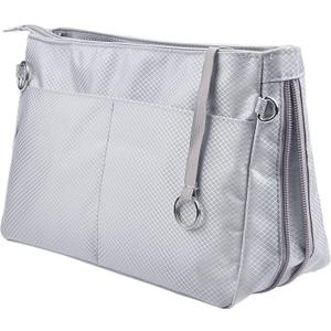 Vercord Expandable Nylon Handbag Purse Organizer Insert Liner Shaper Bag in Bag Beige Grey, Large