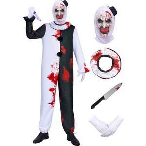Adult Halloween Costumes for Men Half Black and White Jumpsuit with Accessories Set (Medium)
