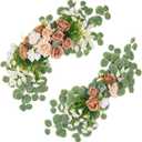 H&S BRIDAL Wedding Arch Flowers, Artificial Rose Dalia Floral with Mums Greenery Eucalyptus, Set of 2 Silk Flower Arrangements for Welcome Sign, Ceremony Backdrop,Reception Home Wall Decor