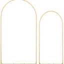 Arch Backdrop Stand, Set of 2, 7.2 ft and 6 ft, Stable Structure, Easy Assembly, Gold Metal Arch Backdrop Stand with Cover for Wedding, Birthday Party, Celebration, and Ceremony Decoration