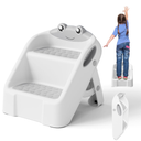 Toddler Step Stool, Easy to Fold Step Stools for Toddlers with Non-Slip Surface & Alphabet Patterns, Lightweight & Cute Kids Step Stool for Potty Training, Bathroom Sink, and Bedroom, Gray