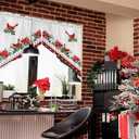 Christmas Poinsettia Swag Curtain Valance for Kitchen, Retro Cardinals Light Filtering Short Swag Topper for Windows Bedroom Bathroom Privacy Added Rod Pocket Design, 28"Wx36"L-2PCs, Red and White