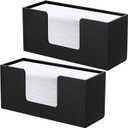 2 Pack Acrylic Paper Towel Holder Countertop, Durable 5mm Thick | Black Bathroom Napkin Holder, Multifold Z-Fold C-Fold Trifold Paper Hand Towel Dispenser, Kitchen Table Dinning Party Uses