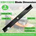 539113312 High Lift Heavy Duty Blade Compatibles with 61" Deck, 510417901 High-Lift Mower Blade Compatibles with Hus qvarna MZ 61, MZT61, EZ5224, EZ6124, FD61M, MZ6125, MZ6128, MZ6125 C, 3 Pack