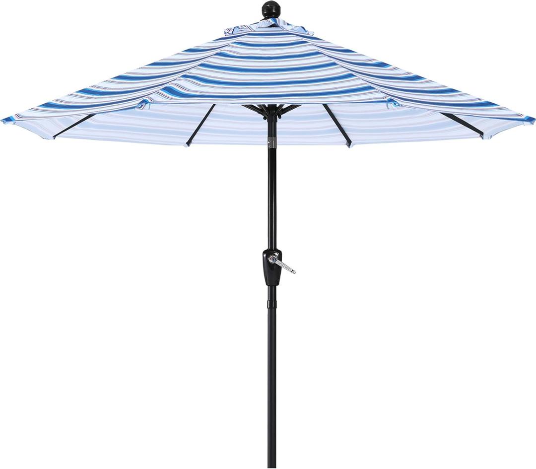 ABCCANOPY 9FT Patio Umbrella - Outdoor Waterproof Table Umbrella with Push Button Tilt and Crank, 8 Ribs UV Protection Pool Umbrella for Garden, Lawn, Deck & Backyard (Navy Blue Stripes)