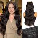 Vigorous Dark Brown Hair Extension 24InchLong Clip in Hair Extensions 4Pcs Thick Long Wavy Synthetic Hairpieces for Women
