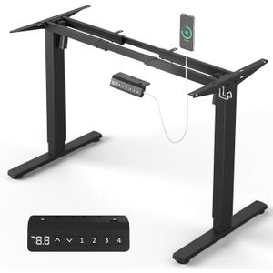 330 lbs Capacity Dual Motor Electric Standing Desk Frame, Height Adjustable Sit Stand up Desk Legs Base Workstation, Anti-Collision Function, 2 Hooks, Black Frame Only