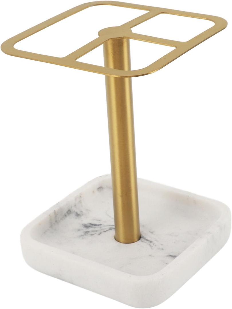 Toothbrush Holders for Bathrooms, 304 Stainless Steel Bathroom Toothbrush Holder Stand with 3 Slots, Space Saving Toothpaste Organizer (Gold)