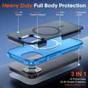 SUPFINE Magnetic for iPhone 15 Case, [Compatible with MagSafe] [15FT Military Grade Drop Protection] [2pcs Tempered Glass Screen+Camera Lens Protector] Heavy Duty Shockproof Phone Case, Deep Blue