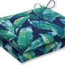 Pillow Perfect Outdoor/Indoor Hanalai Square Corner Seat Cushions, 16" x 18.5", Blue Hanalei Lagoon 2 Count