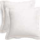 TAOSON 2pcs/Set 100% Cotton 300 Thread Count 24x24 European Square Pillow Shams Envelope Style Pillow Cover Pillowcase Pillow Protector Cushion Cover Non Zippered Only Cover No Insert (White)