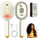 Electric Spray Air Cushion Massage Comb, 5-in-1 Air Cushion Brush Mist Hair Brush Detangling Comb with Self-Cleaning Anti-Static Hair Brush Reduce Frizz, Smooth & Everyday Scalp Massage Care (Beige)