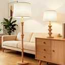 White Large Drum Lamp Shades Set of 2, 13"Top x 16" Bottom x 11" Height Natural Linen Replacement Lamp Shades for Table Lamps Floor Lamps, Easy Assembly Spider Fitter Lampshades, 13" Top X 16" Bottom X 11" High