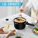 Topwit Hot Pot Electric, 1.5L Ramen Cooker, Portable Non-Stick Frying Pan, Electric Pot for Pasta, Steak, BPA Free, Electric Cooker with Dual Power Control, Over-Heating & Boil Dry Protection, Black (1.6 Quarts)