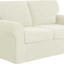 SUBRTEX 5 Pieces Stretch Sofa Slipcover Sets Couch Cover Sets Backrest Cushion Covers Furniture Protector Collection Set for Oversize Sofa Loveseat Chair Slip Covers(Medium, Ivory)