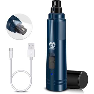 Casfuy Dog Nail Grinder with LED Light - Upgraded 2-Speed Electric Pet Nail Trimmer Powerful Painless Paws Grooming & Smoothing for Small Medium Large Dogs & Cats (Dark Blue)