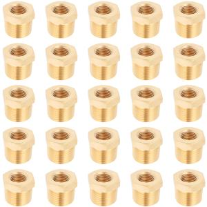 LTWFITTING Brass Pipe Hex Bushing Reducer Fittings 1/2 Inch Male x 1/4 Inch Female NPT(Pack of 5)