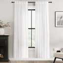 White Linen Curtains 72 inch Long 2 Panel Set for Living Room Back Tab Semi Sheer Light Filtering Bedroom Window Curtain 72 inch Length Cotton Textured Modern Elegant Coastal Drapes 42x72