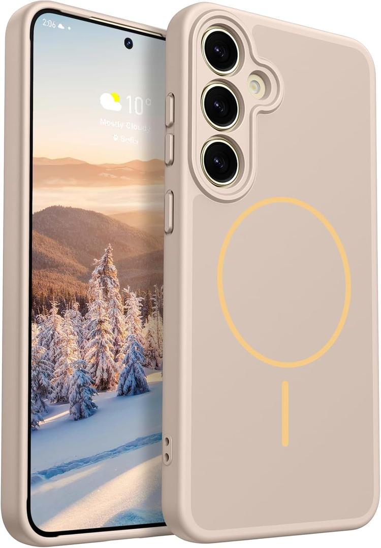 Rayboen for Magnetic Samsung Galaxy S24 Plus Case, [Compatible with Magsafe][Full Camera Protection] Silicone Shockproof Skin-Feel Durable Slim Fit Cover for S24+ Plus, Matte Khaki