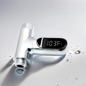 Shower Thermometer Led Digital Display Instant-Read Baby Bath Water Power Thermometer Support Fahrenheit Celsius 360Rotating Screen for Home Bathroom Kitchen Handheld Sprinkler Head