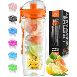 Portable Water Bottle with Fruit Infuser (Sunrise Orange)