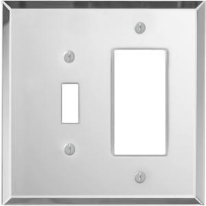Plain Glass Mirror Outlet Wall Plate | 1 Toggle - GFI Rocker | 5.25" x 5.25" | Professional Quality Glass Mirror Switch Plate Covers For All Configurations